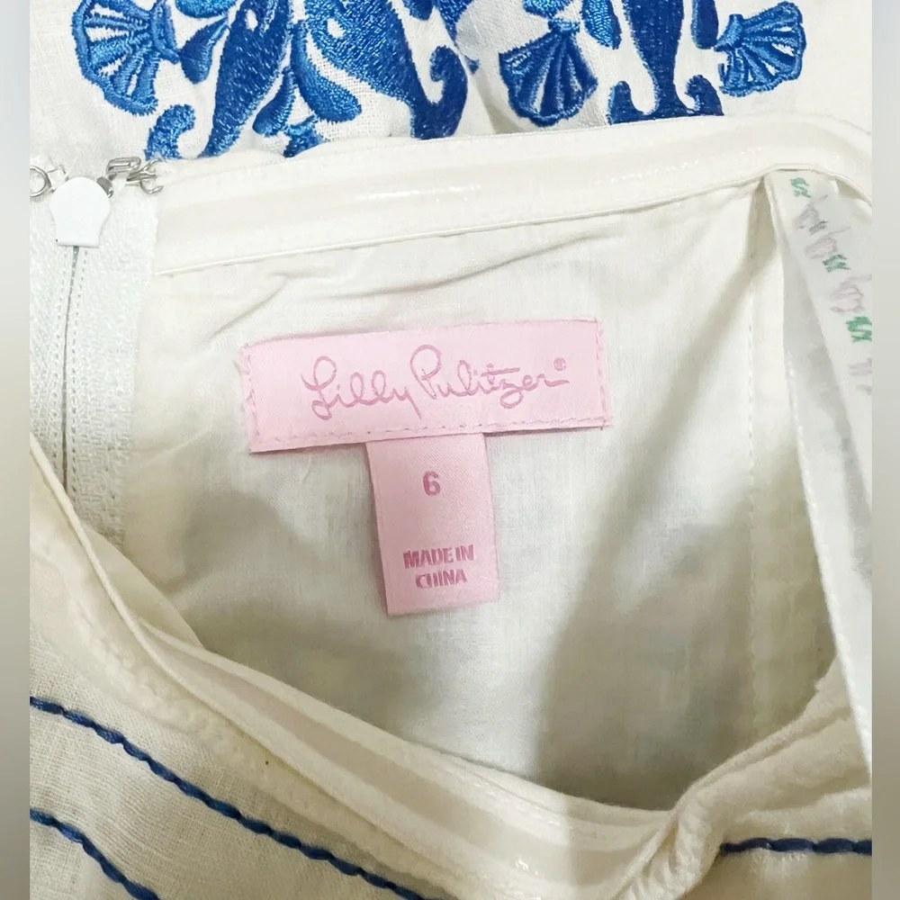 Womens Rare LILLY PULITZER Stunning heavily Embroidered fish Dress Size 6 - Picture 5 of 7